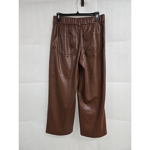 CHICO'S Faux Leather Wide Leg Crop Pants Brown Women’s Size 00/ US 2 READ - Picture 3 of 9